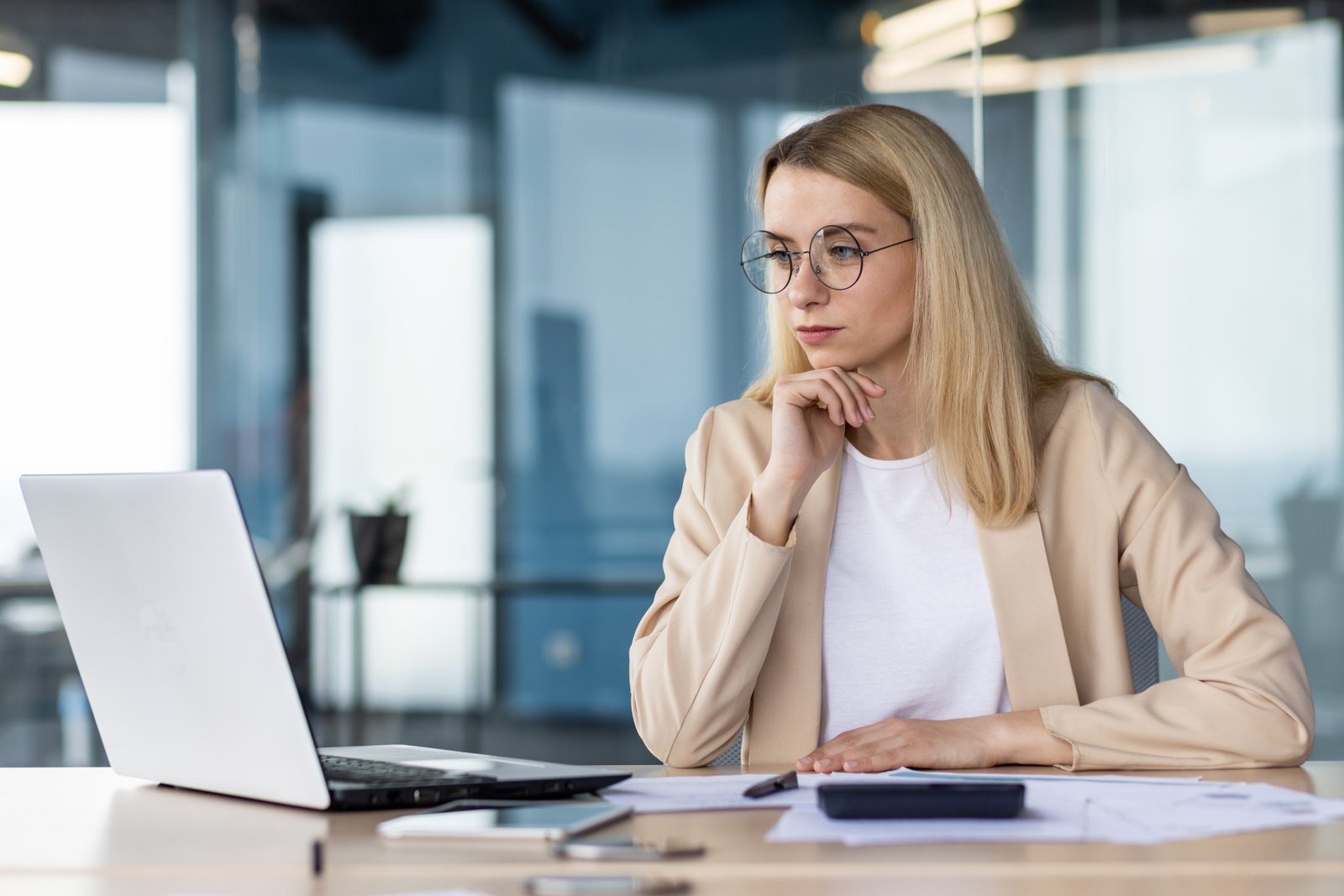 Independent professional working at her desk